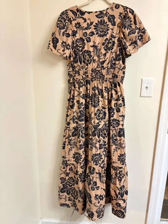 ANTHROPOLOGIE The Somerset Floral Maxi Dress Large L flowy tiered cotton summer - Picture 4 of 12